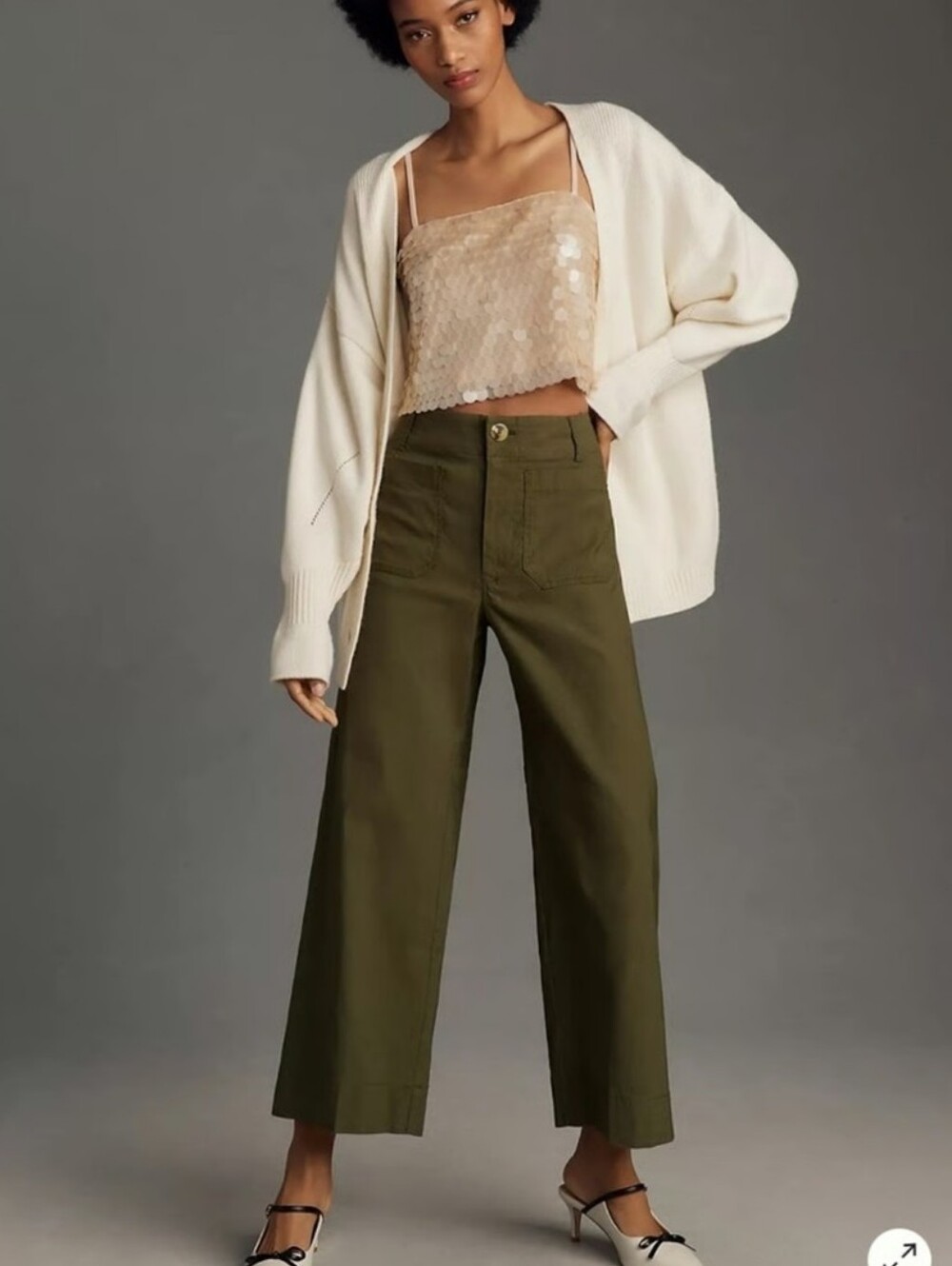 Maeve The Colette in Holly Cropped Wide Leg Pants high rise Stretch Plus Size